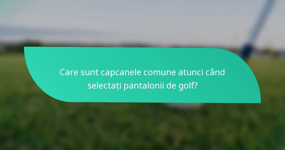 Care sunt capcanele comune atunci când selectați pantalonii de golf?