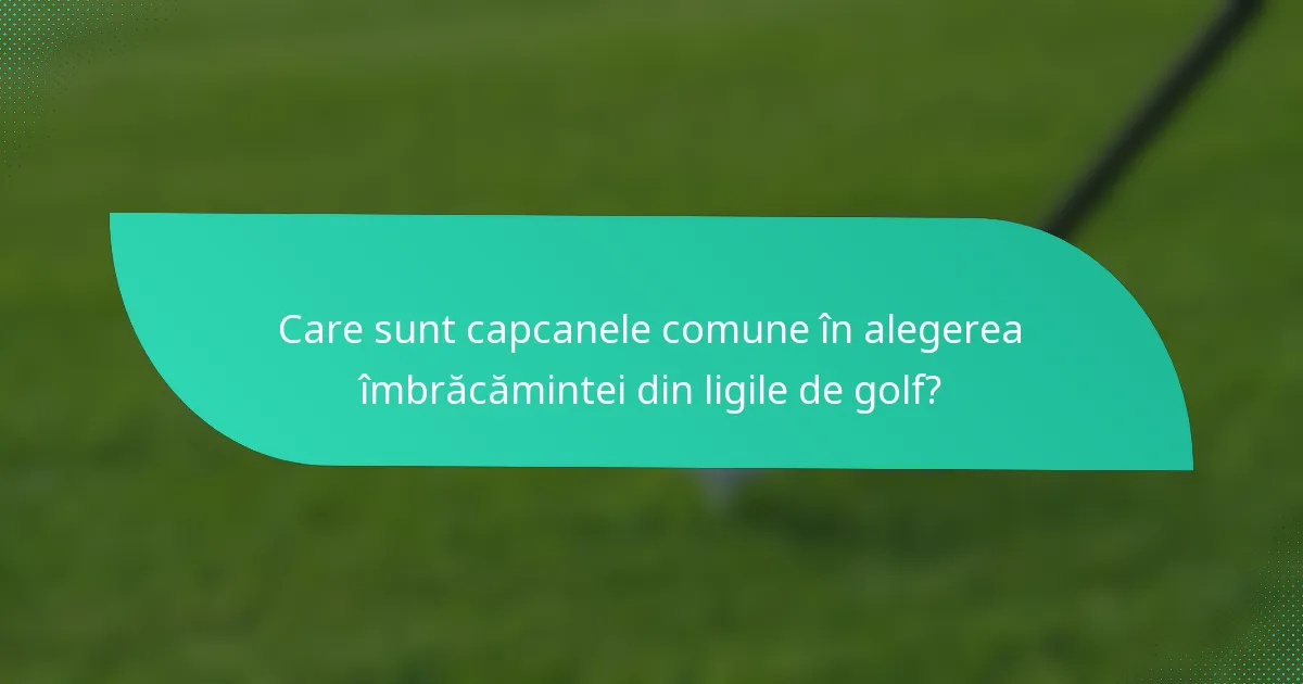 Care sunt capcanele comune în alegerea îmbrăcămintei din ligile de golf?