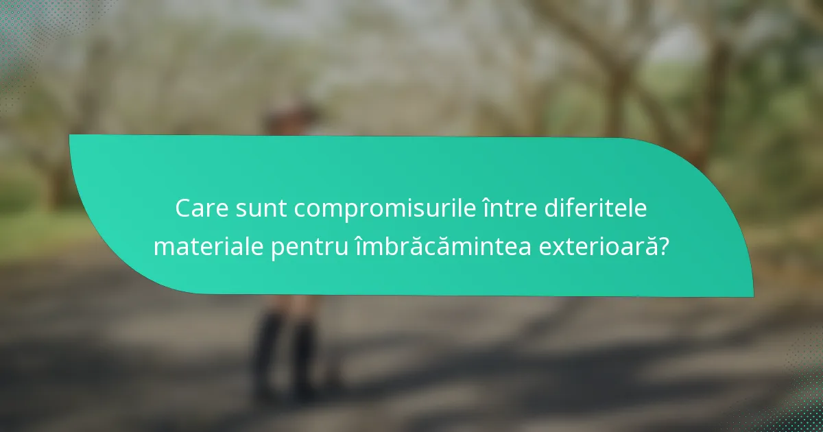 Care sunt compromisurile între diferitele materiale pentru îmbrăcămintea exterioară?