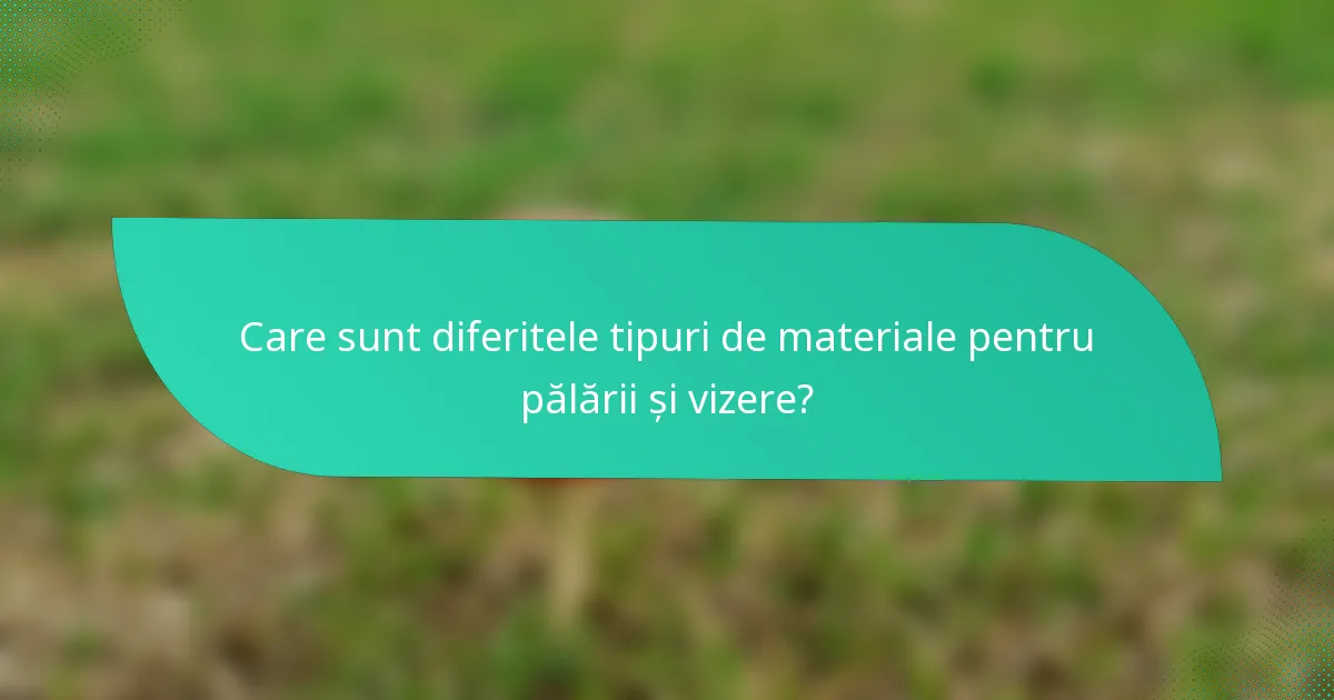Care sunt diferitele tipuri de materiale pentru pălării și vizere?