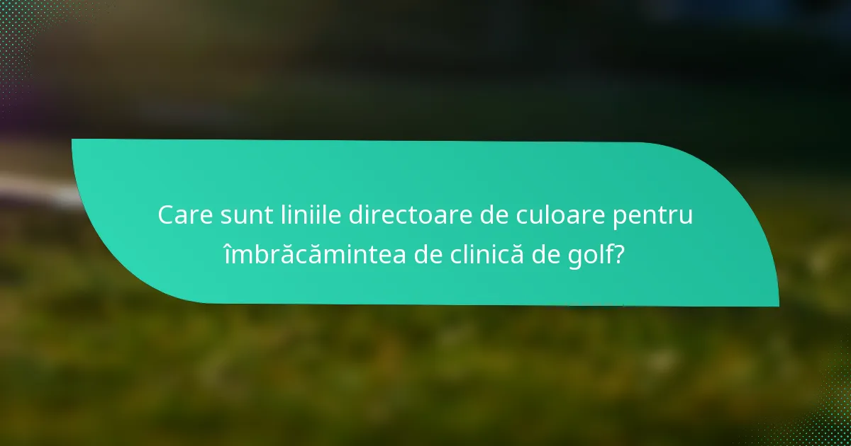 Care sunt liniile directoare de culoare pentru îmbrăcămintea de clinică de golf?
