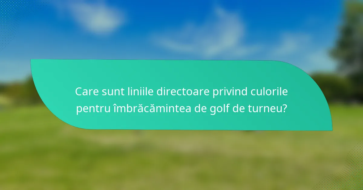 Care sunt liniile directoare privind culorile pentru îmbrăcămintea de golf de turneu?
