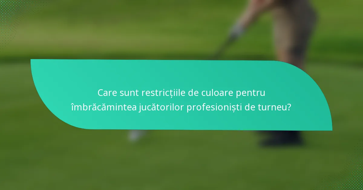 Care sunt restricțiile de culoare pentru îmbrăcămintea jucătorilor profesioniști de turneu?