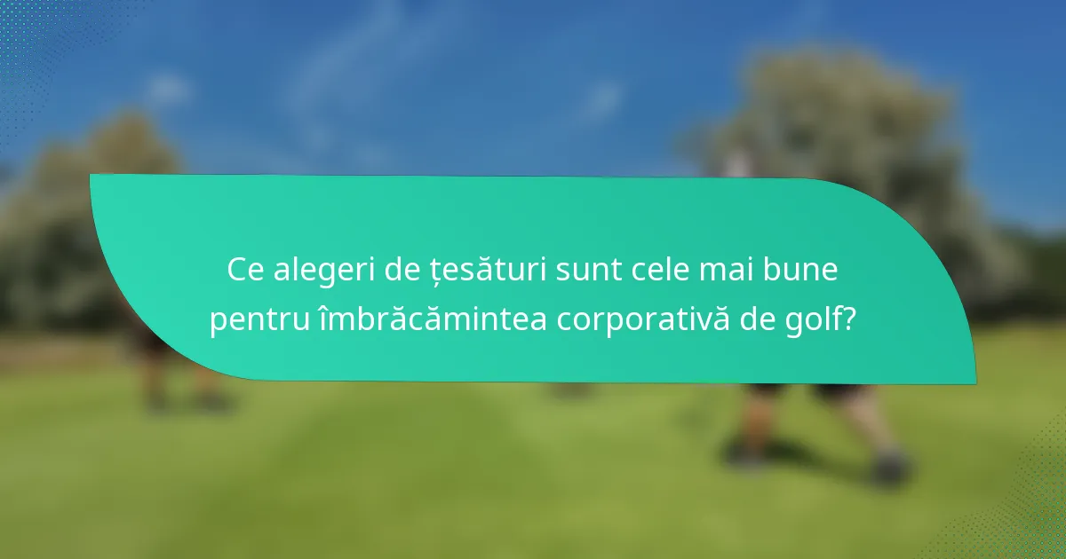 Ce alegeri de țesături sunt cele mai bune pentru îmbrăcămintea corporativă de golf?