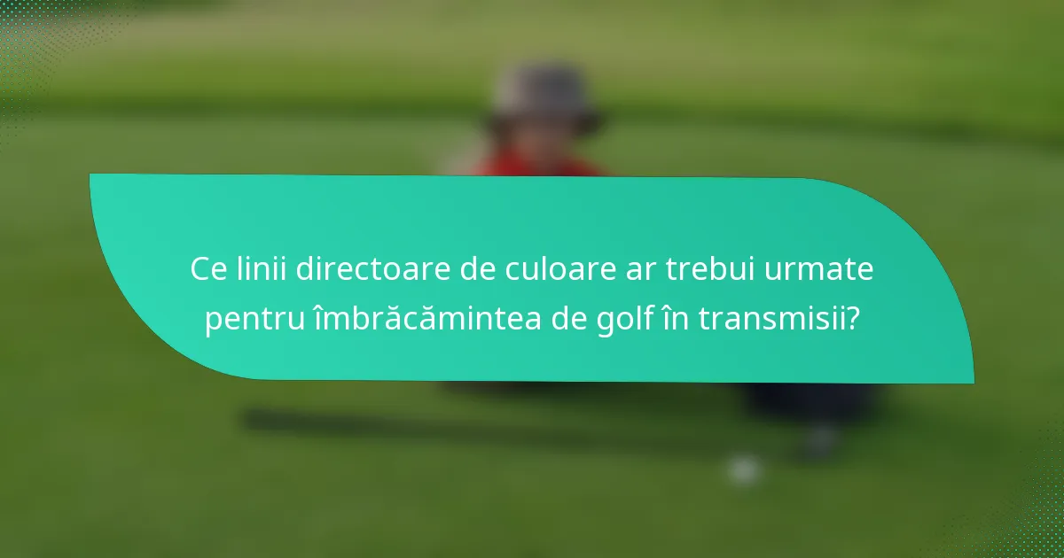 Ce linii directoare de culoare ar trebui urmate pentru îmbrăcămintea de golf în transmisii?