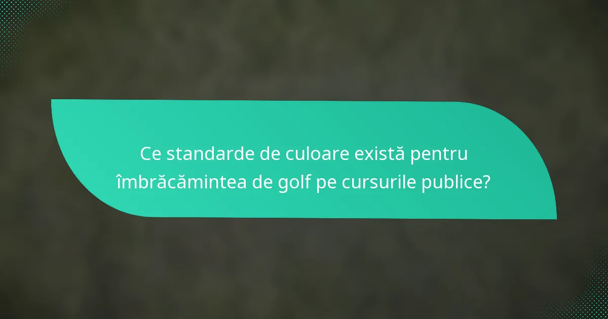 Ce standarde de culoare există pentru îmbrăcămintea de golf pe cursurile publice?