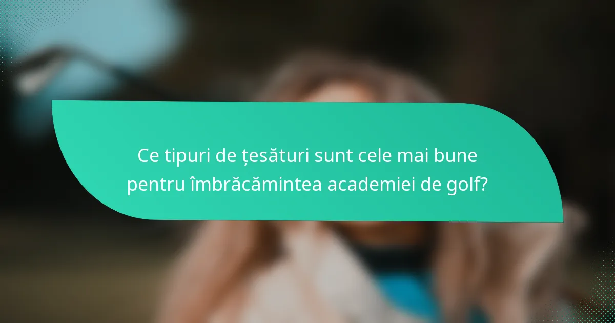 Ce tipuri de țesături sunt cele mai bune pentru îmbrăcămintea academiei de golf?