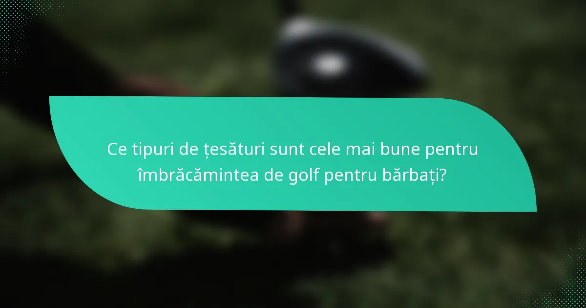 Ce tipuri de țesături sunt cele mai bune pentru îmbrăcămintea de golf pentru bărbați?