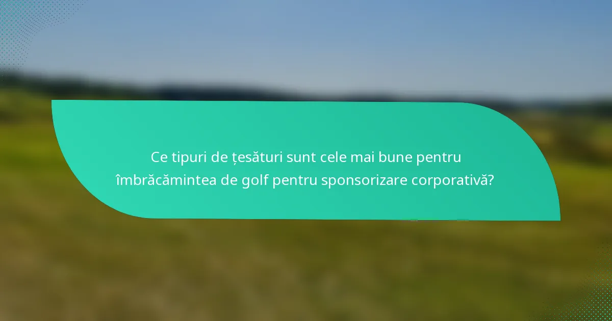Ce tipuri de țesături sunt cele mai bune pentru îmbrăcămintea de golf pentru sponsorizare corporativă?