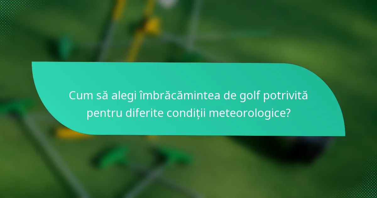 Cum să alegi îmbrăcămintea de golf potrivită pentru diferite condiții meteorologice?