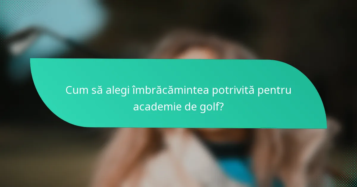 Cum să alegi îmbrăcămintea potrivită pentru academie de golf?