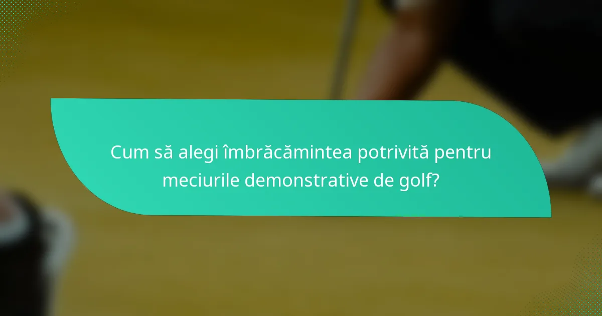 Cum să alegi îmbrăcămintea potrivită pentru meciurile demonstrative de golf?