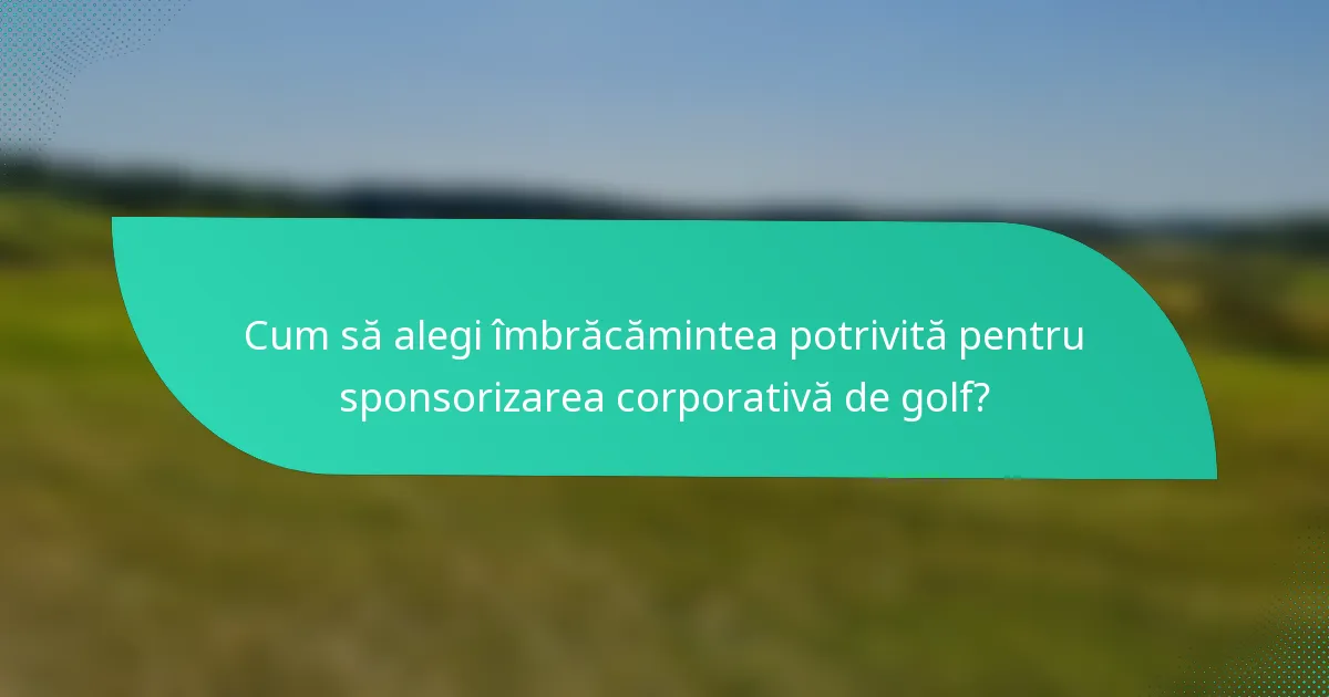 Cum să alegi îmbrăcămintea potrivită pentru sponsorizarea corporativă de golf?