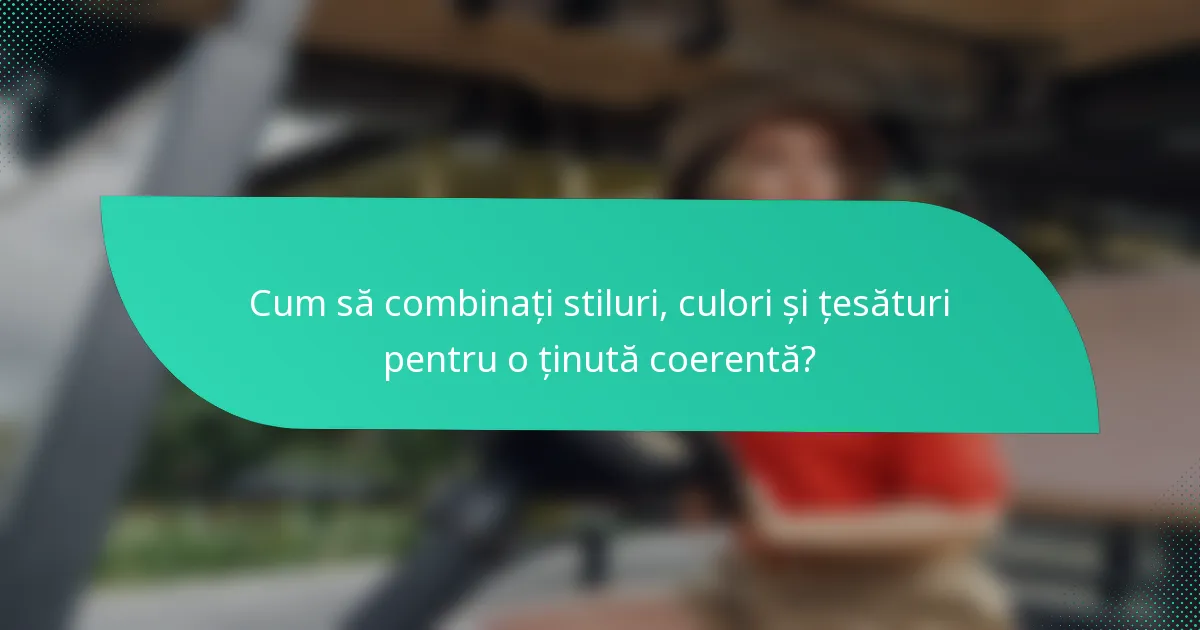 Cum să combinați stiluri, culori și țesături pentru o ținută coerentă?