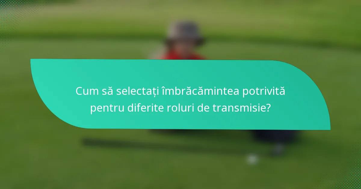 Cum să selectați îmbrăcămintea potrivită pentru diferite roluri de transmisie?