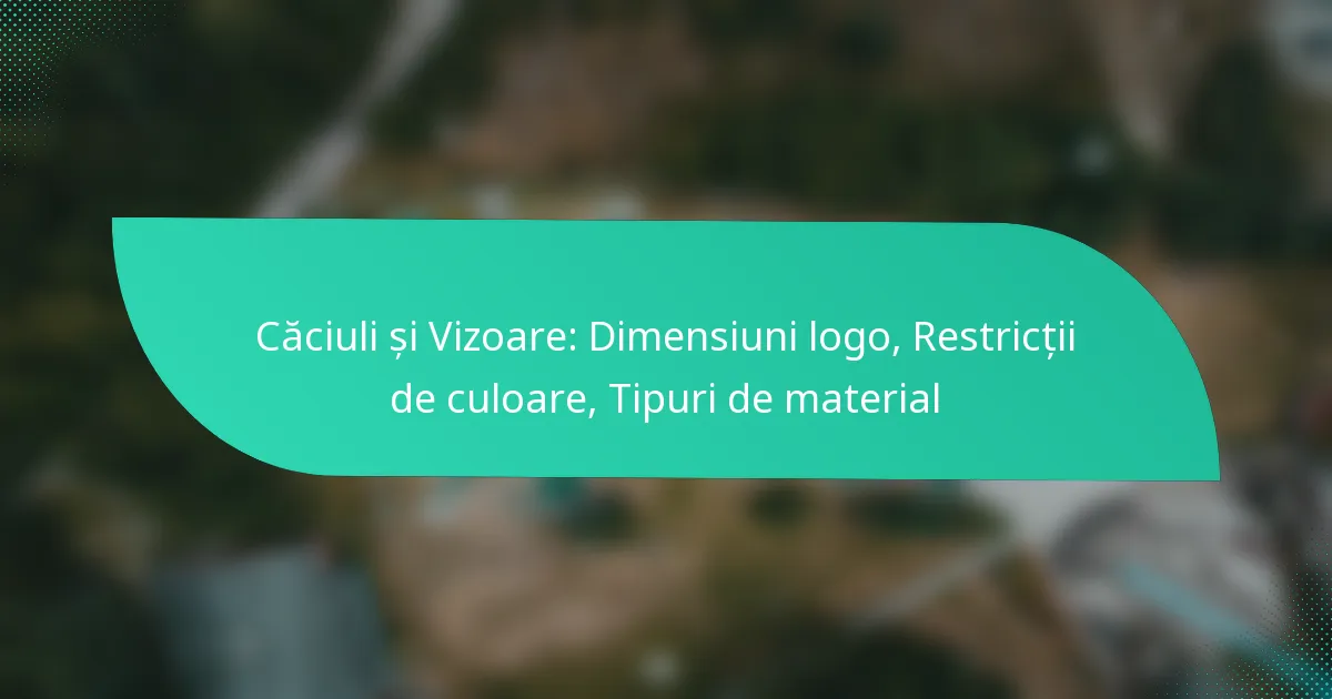 Căciuli și Vizoare: Dimensiuni logo, Restricții de culoare, Tipuri de material